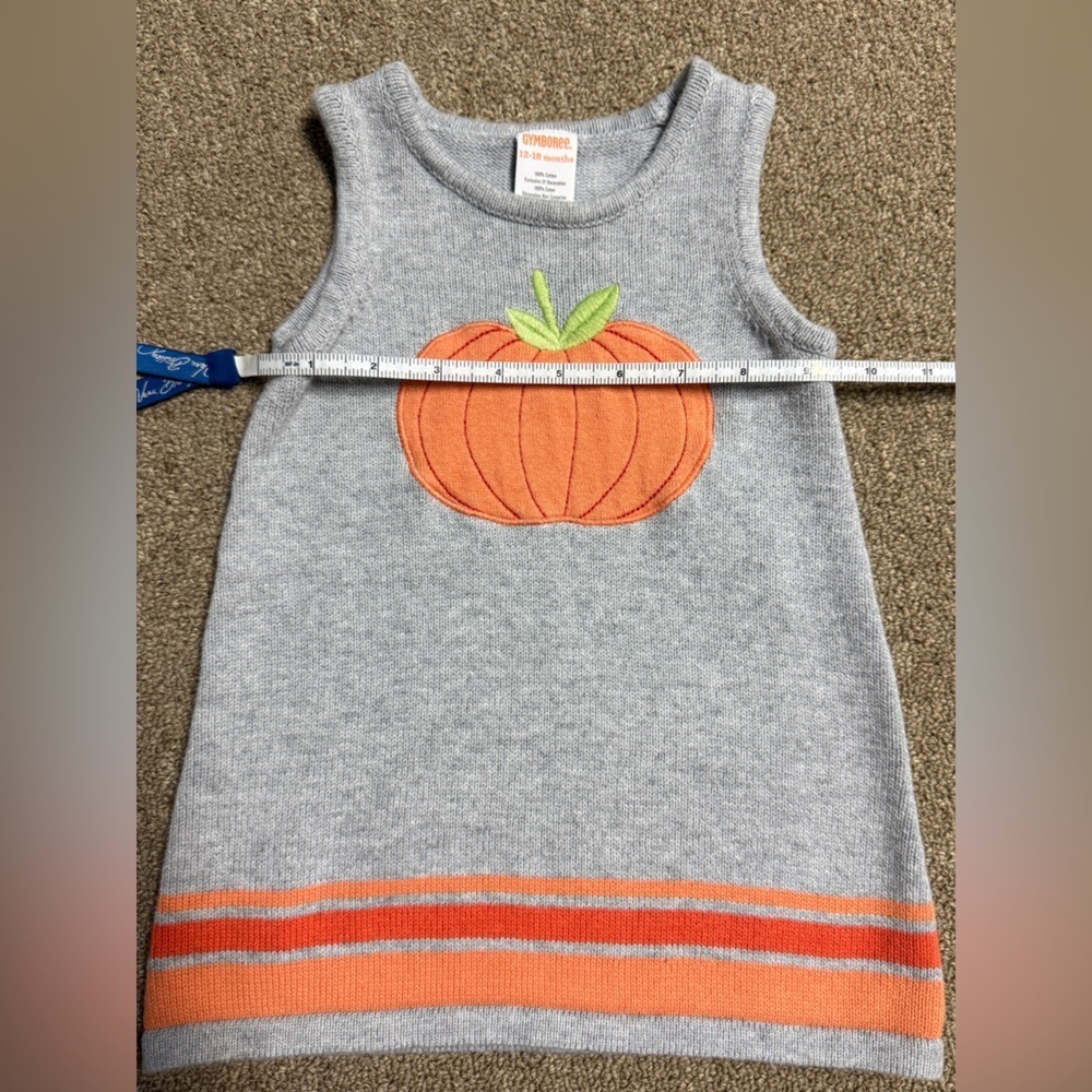 Gymboree: Girl’s Fall Pumpkin Sweater Dress Jumper, Size 12-18mo - Picture 4 of 6